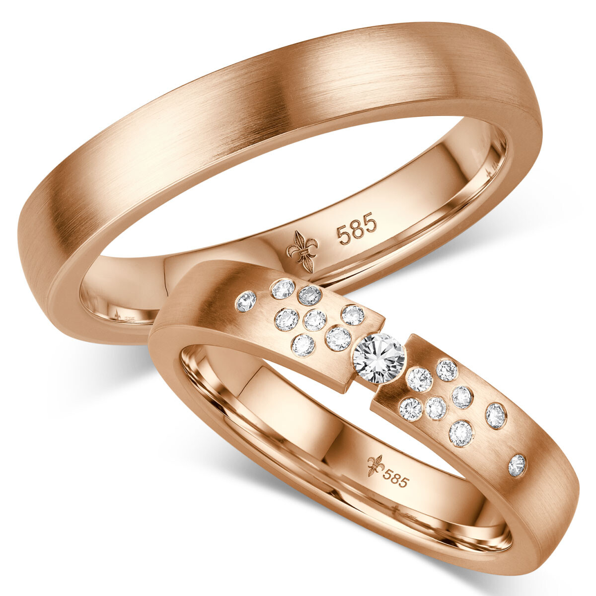 Giloy Trauringe TR-0-00032 & TR-1-00032 Zara Rotgold