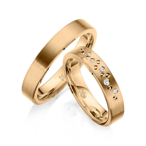 Paar Trauringe / Eheringe Roségold 375/- zus. 0,041 ct, tw, si - RU-1635-4