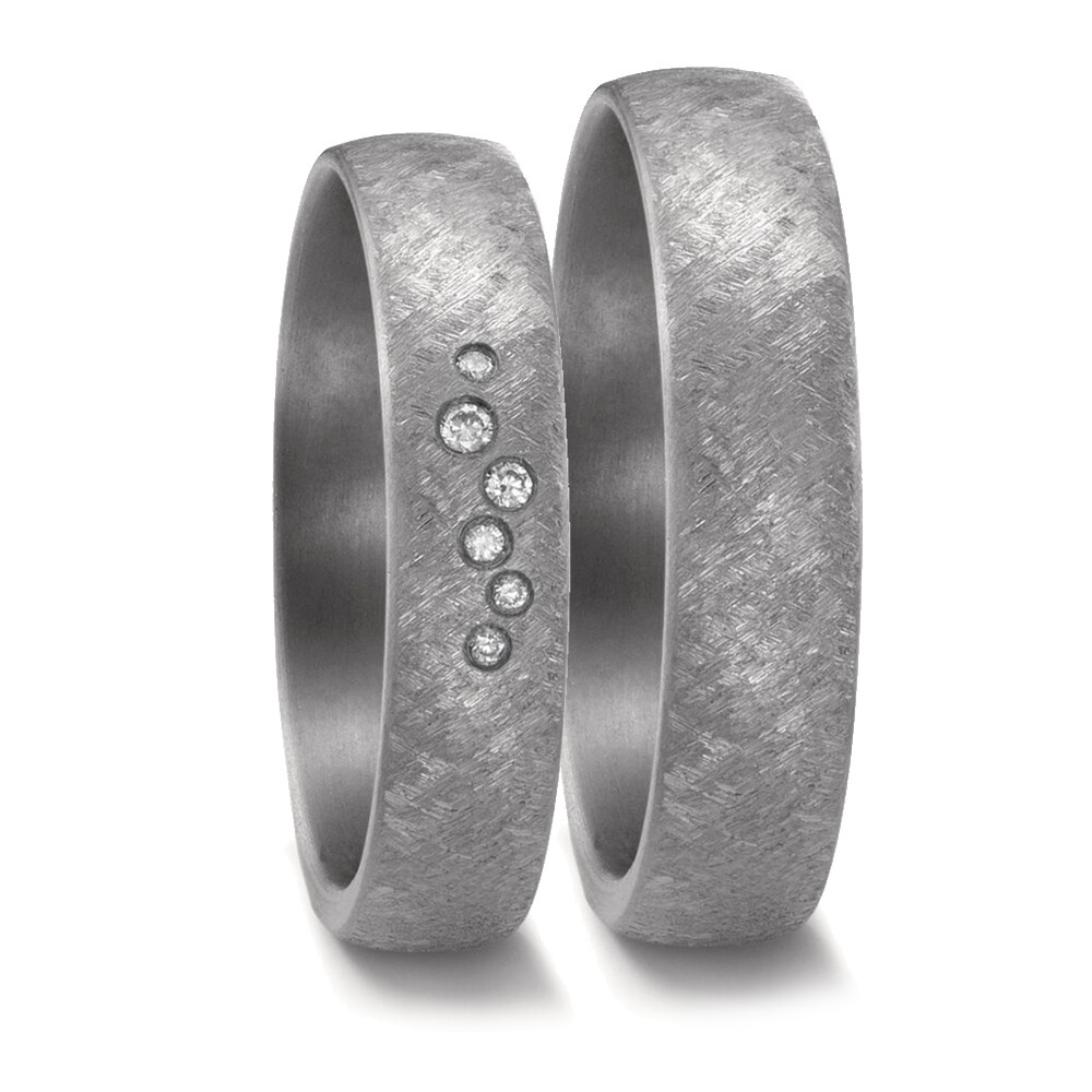 Trauringe aus Tantal mattiert Brillant TeNo 59677