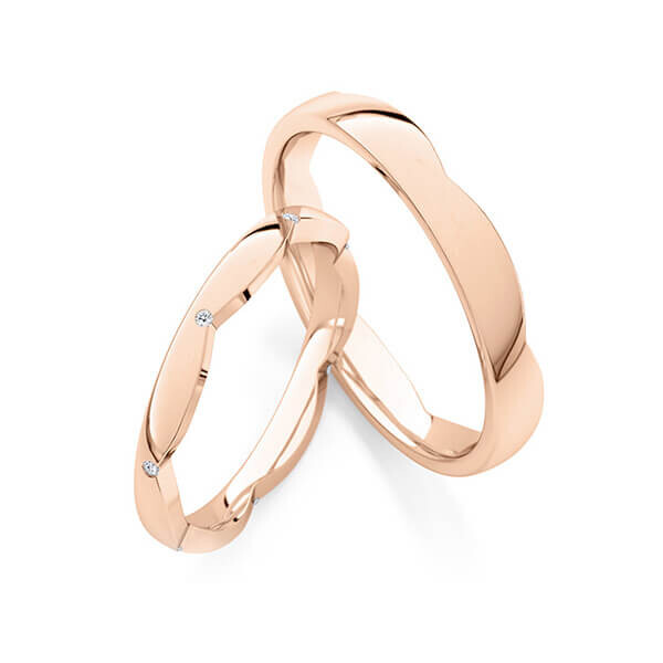 Paar Trauringe / Eheringe Rotgold 333/- zus. 0,035 ct, tw, si - RU-1773-3