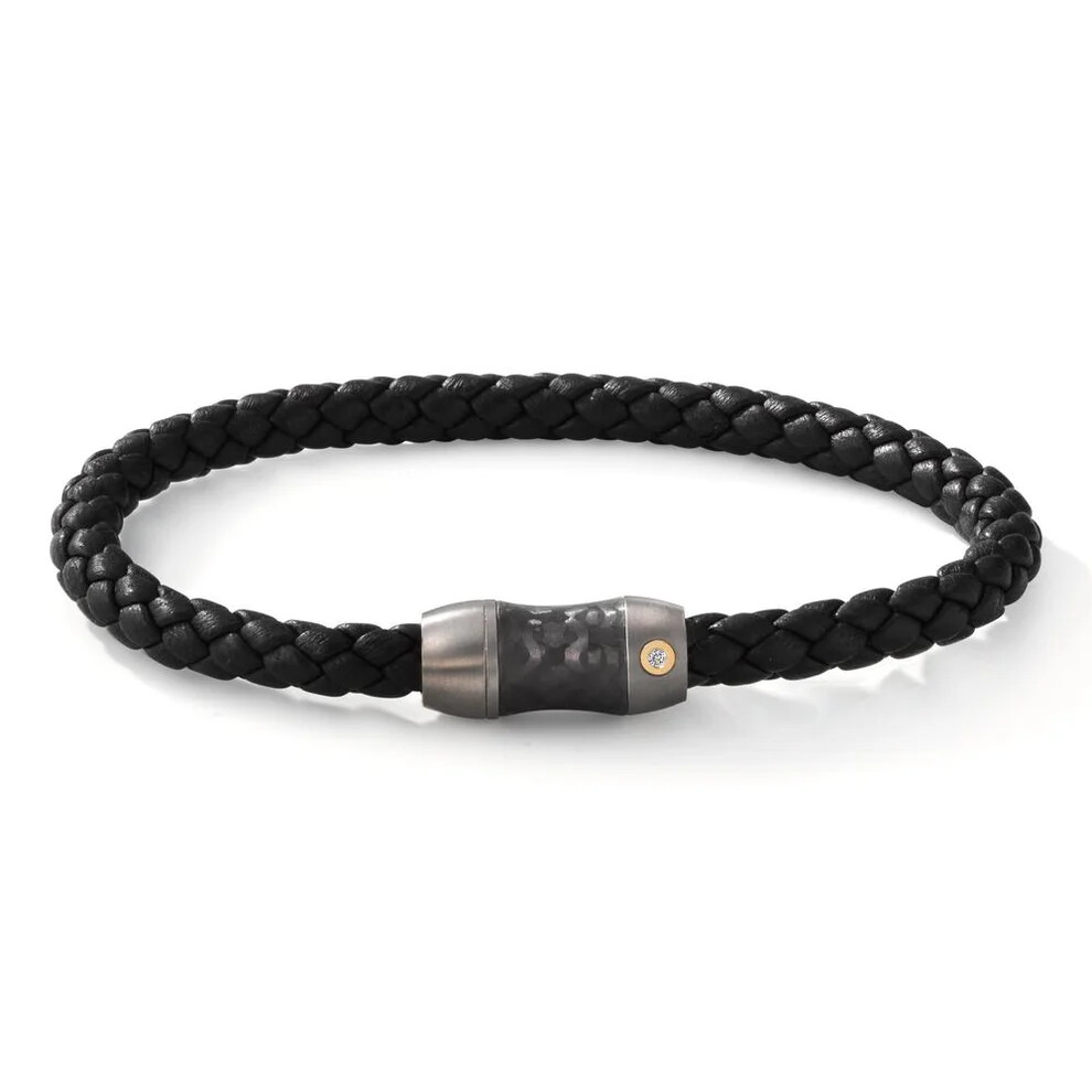 Armband Titan Carbon & 18k Gold mit Diamant, Leder TeNo 60298