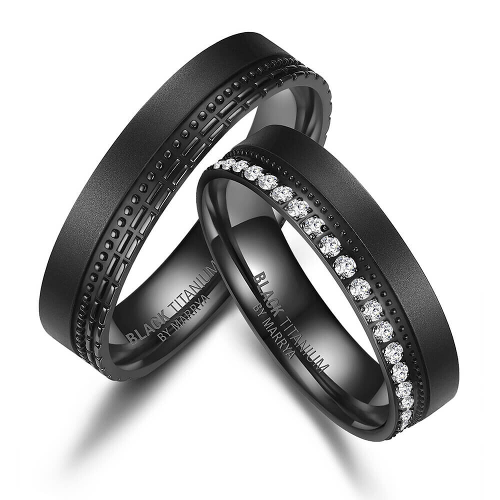 Eheringe schwarz Black Titanium Brillant Marrya BT-B-10