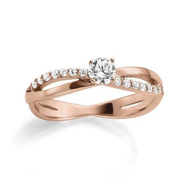 Verlobungsring Rotgold 585 zus. 0,290ct. Diamant tw/si & tw/vs Rubin RU-1278