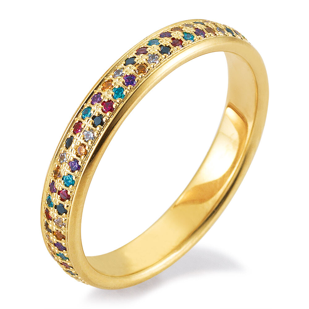 Verlobungsring Gelbgold Breuning 48/06469 mit farbigen Brillanten