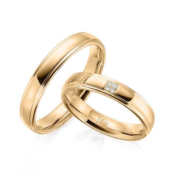 Paar Trauringe / Eheringe Roségold 375/- zus. 0,020 ct, tw, si - RU-1600-6