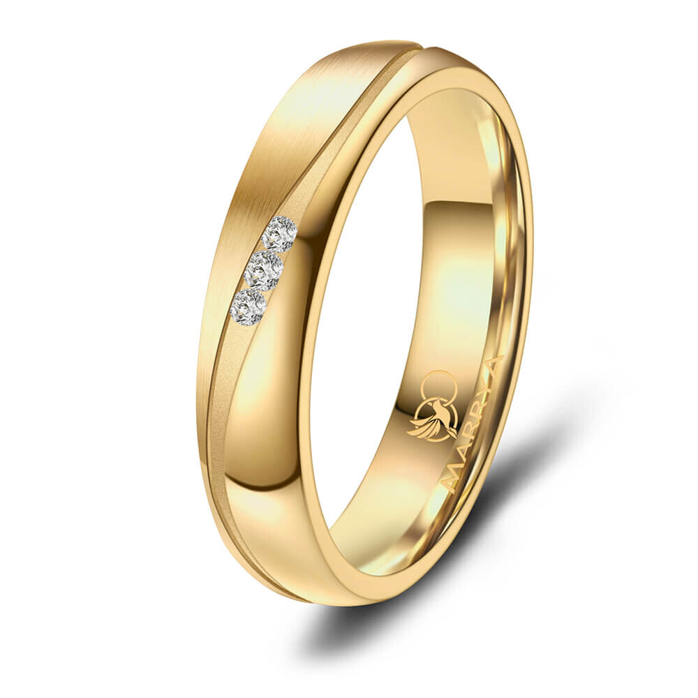 Damenring Titan Gelbgold plattiert Zirkonia Marrya TI-35