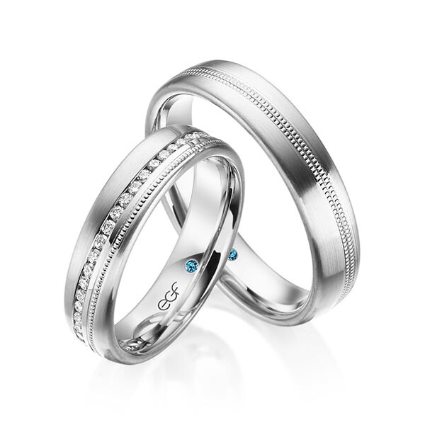 egf Trauringe Weißgold Perl-Saturnfuge Brillant F-1322-3