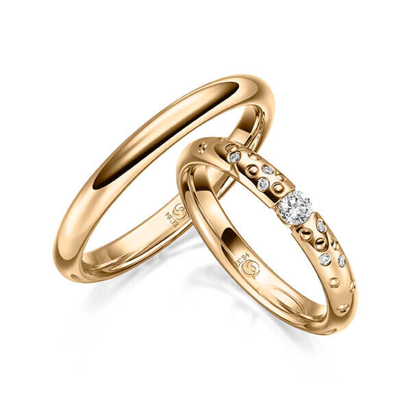 Paar Trauringe / Eheringe Roségold 375/- zus. 0,130 ct, tw, si - RU-1631-4