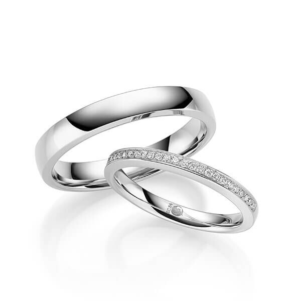 Paar Trauringe / Eheringe Graugold 585/- zus. 0,135 ct, tw, si - RU-1698-5
