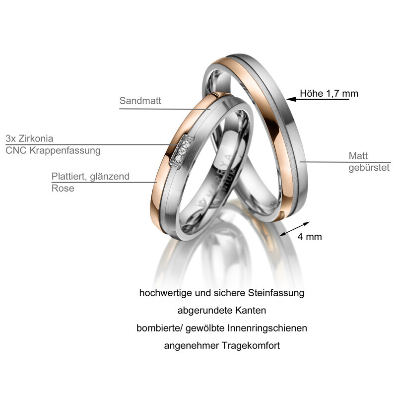 Trauringe Partnerringe Titan Zirkonia Marrya TI-14 Info