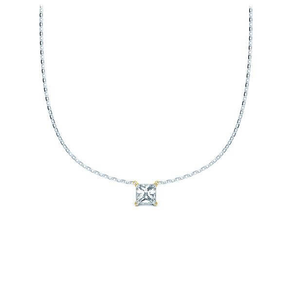 Collier Platin 950 Gelbgold 585 Prinzess-Diamant zus. 0,100 ct, tw, si Rubin RU-1581-4