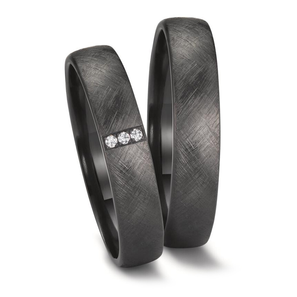 Eheringe aus Zirkonium 3 Brillanten Titanfactory 52671
