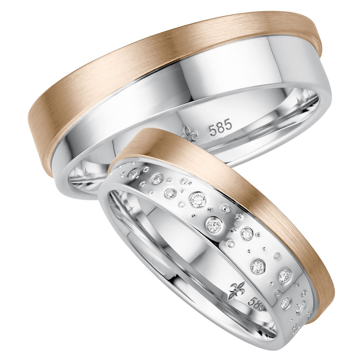 Giloy Trauringe Celine Weißgold & Roségold TR-0-00009 & TR-1-00009