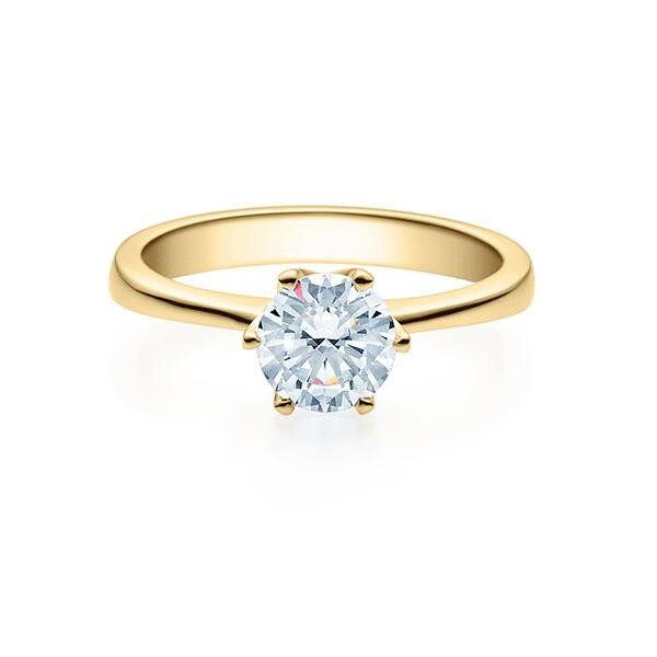 Verlobungsring Solitär 6er Krappe 18016 Lab-Grown Gelbgold Rubin RU-1495