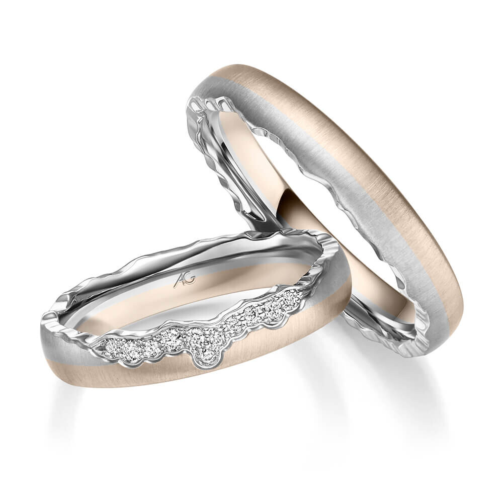 Trauringe Haselnussgold Weißgold Brillant Gerstner 31591