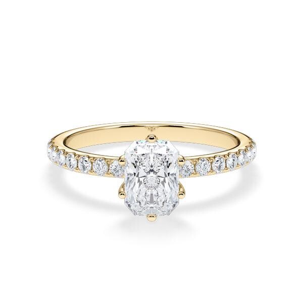 Verlobungsring Hollywood Gelbgold 750 Radiant 1,270 ct Pavé – Rubin RU-1886