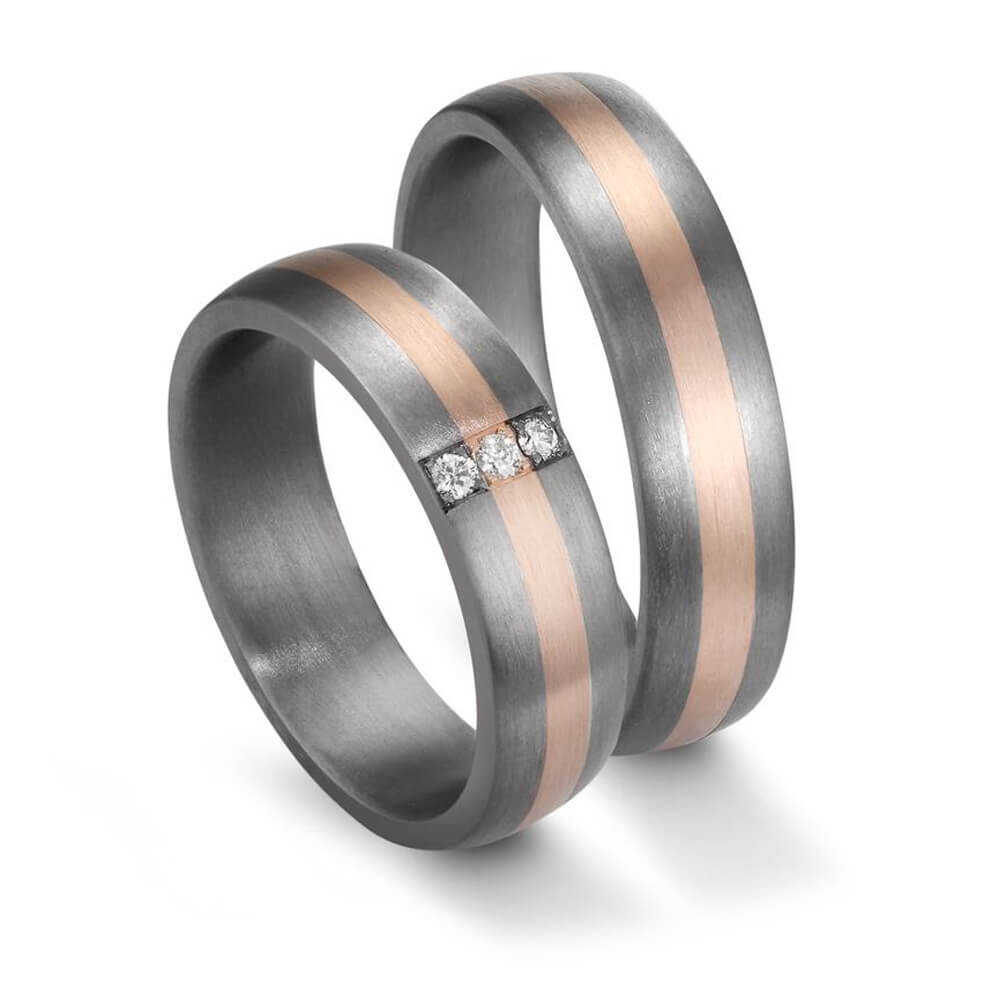 Eheringe Tantal Roségold 585 Brillant TeNo 59758