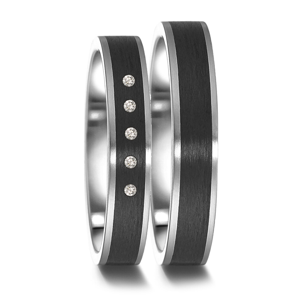 Trauringe Carbon Edelstahl mit Brillant 585316