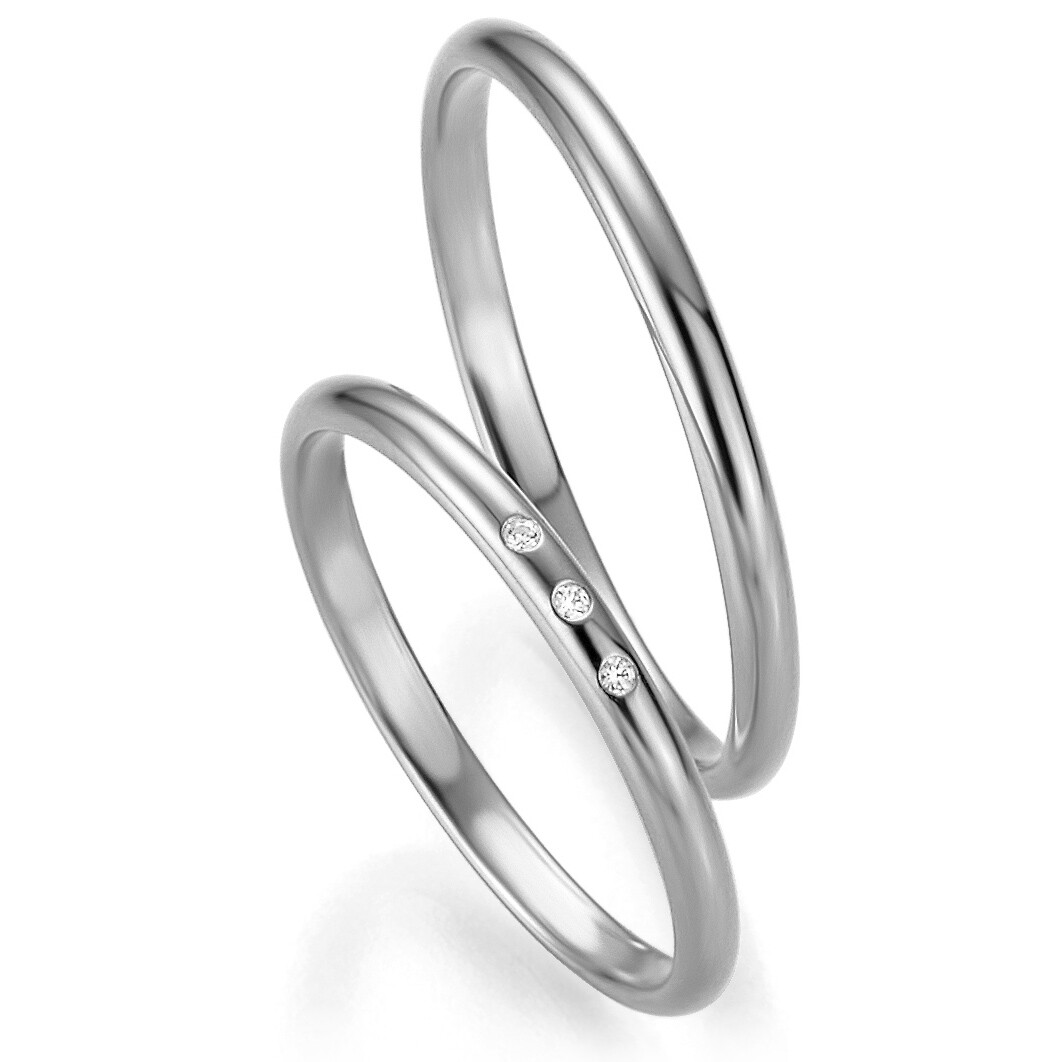 Trauringe Weißgold Basic Slim Breuning 48/04305 & 48/04306