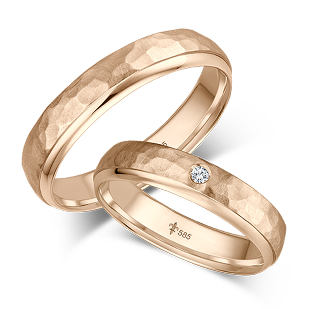 Giloy Trauringe Daphne Roségold gehämmert TR-0-00075 & TR-1-00075