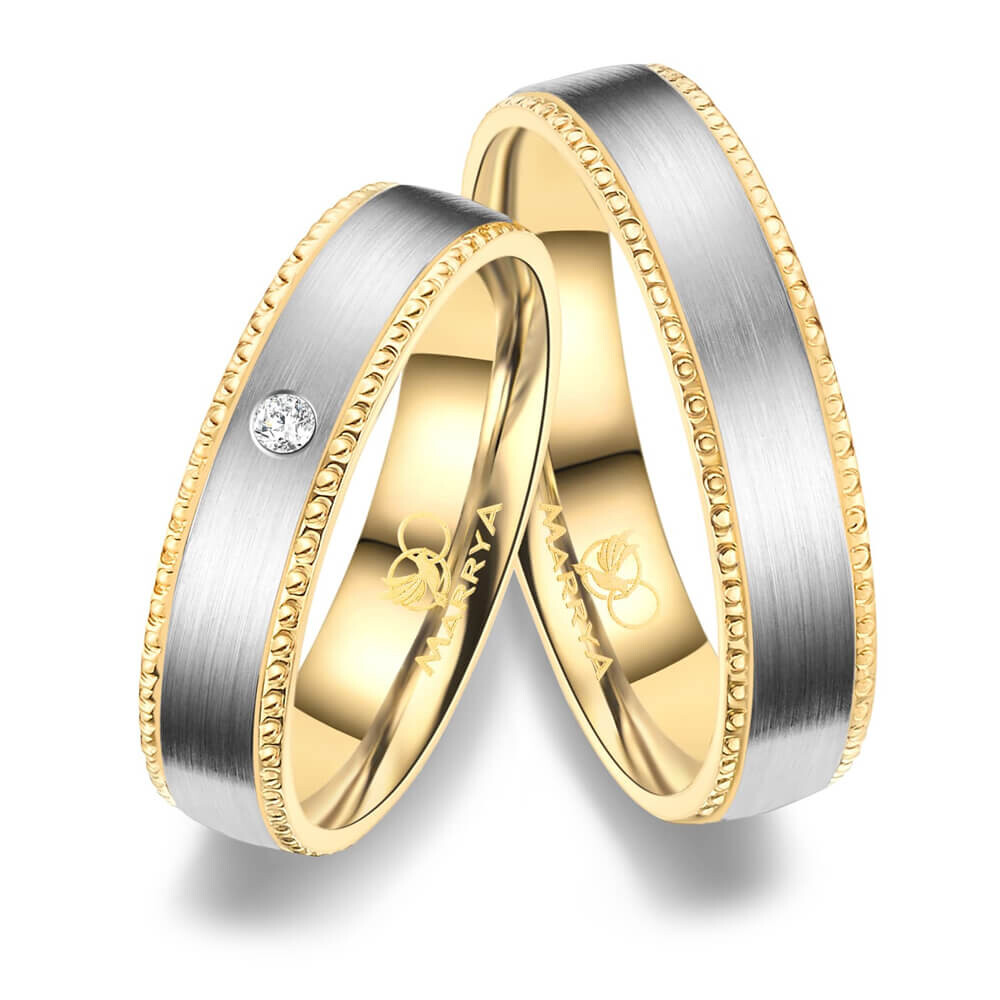 Trauringe Partnerringe Titan Gold Perlfuge Marrya TI-41