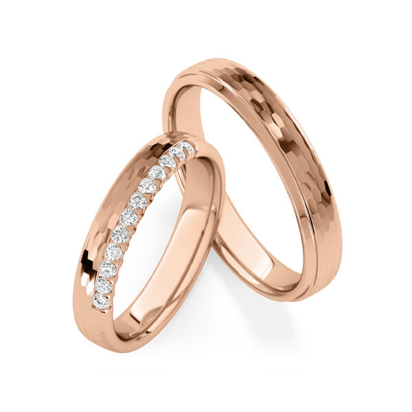 Paar Trauringe / Eheringe Rotgold 333/- zus. 0,240 ct, tw, si - RU-1837-3
