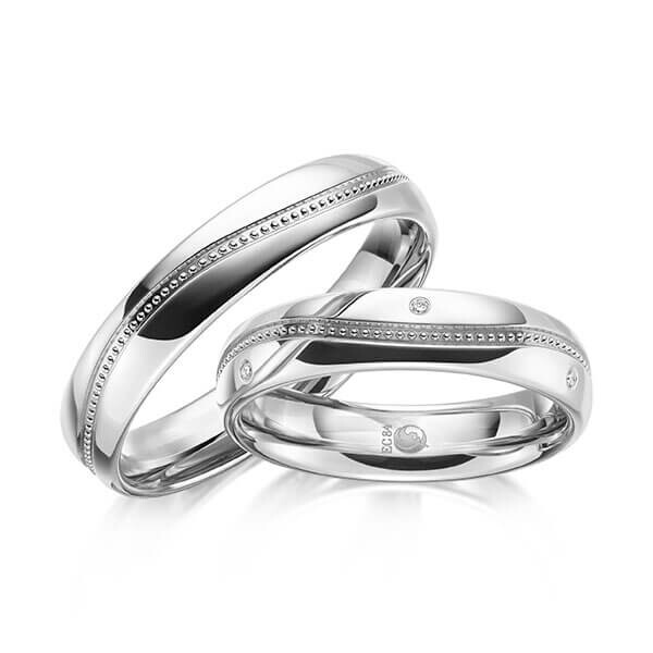 Paar Trauringe / Eheringe Weißgold 333/- zus. 0,030 ct, tw, si - RU-1627-3