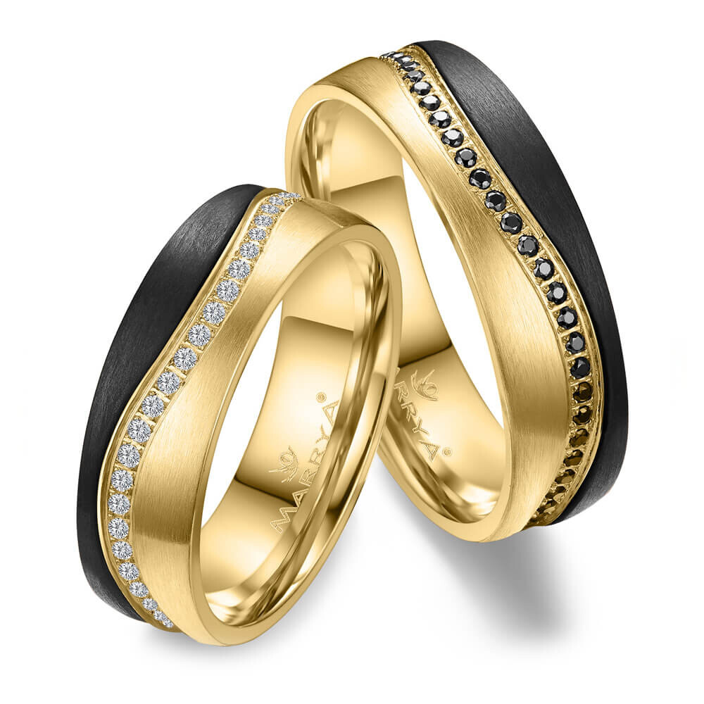 Trauringe Partnerringe Gelbgold Carbon Marrya CA-20