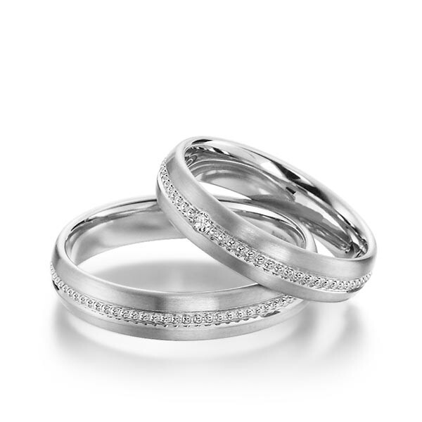 Sickinger Trauringe Weißgold Perlfuge Brillant SC-1136-4