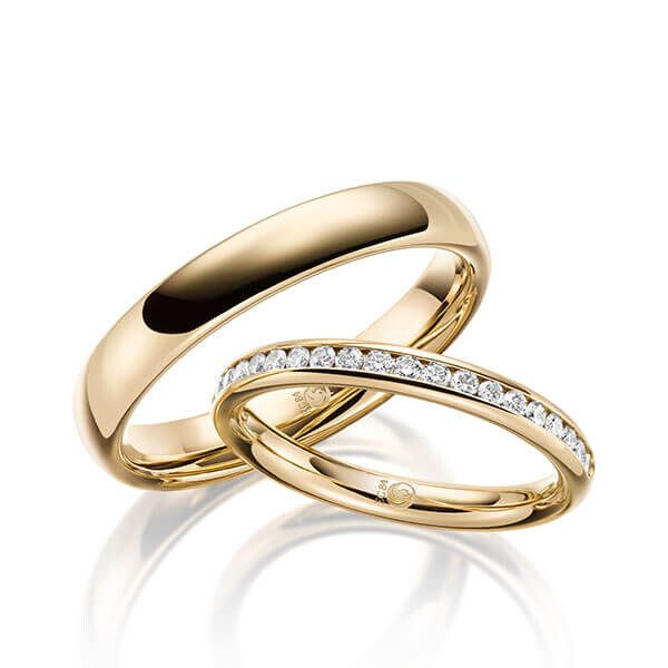 Paar Trauringe / Eheringe Gelbgold 333/- zus. 0,300 ct, tw, si - RU-1637-1