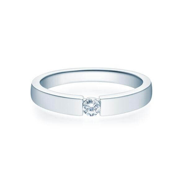 Verlobungsring Spannring 18012 Weißgold Brillant W,SI Rubin RU-1499