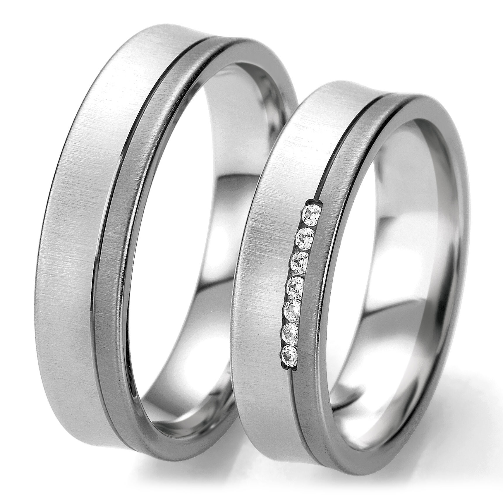 Breuning Trauringe 48/06305 & 48/06306 Weißgold & Graugold