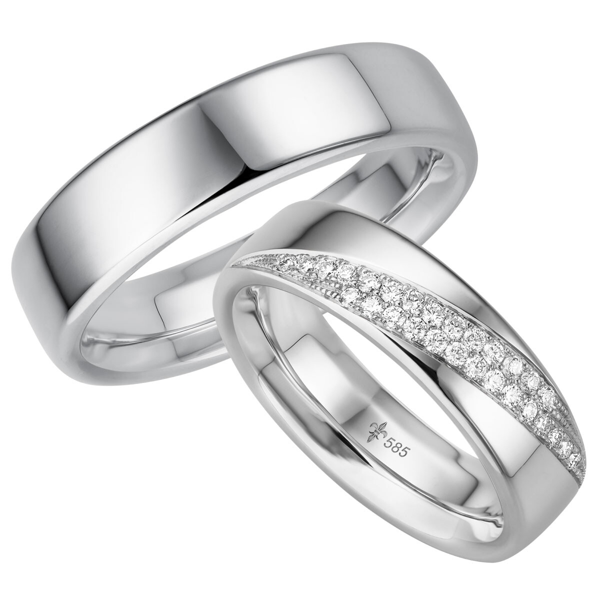 Giloy Trauringe Tessa Weißgold TR-0-00033 & TR-1-00033