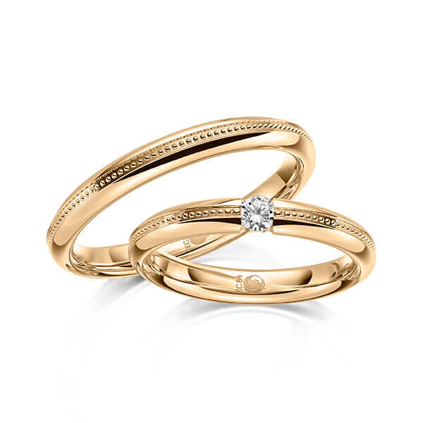 Paar Trauringe / Eheringe Roségold 375/- zus. 0,100 ct, tw, si - RU-1625-4