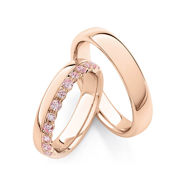 Trauringe Memoire Rotgold 375 Pink zus. 0,380 ct. Rubin RU-1760