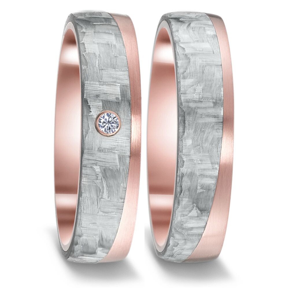 Trauringe Carbon Rotgold 585 Brillant TitanFactory 52618