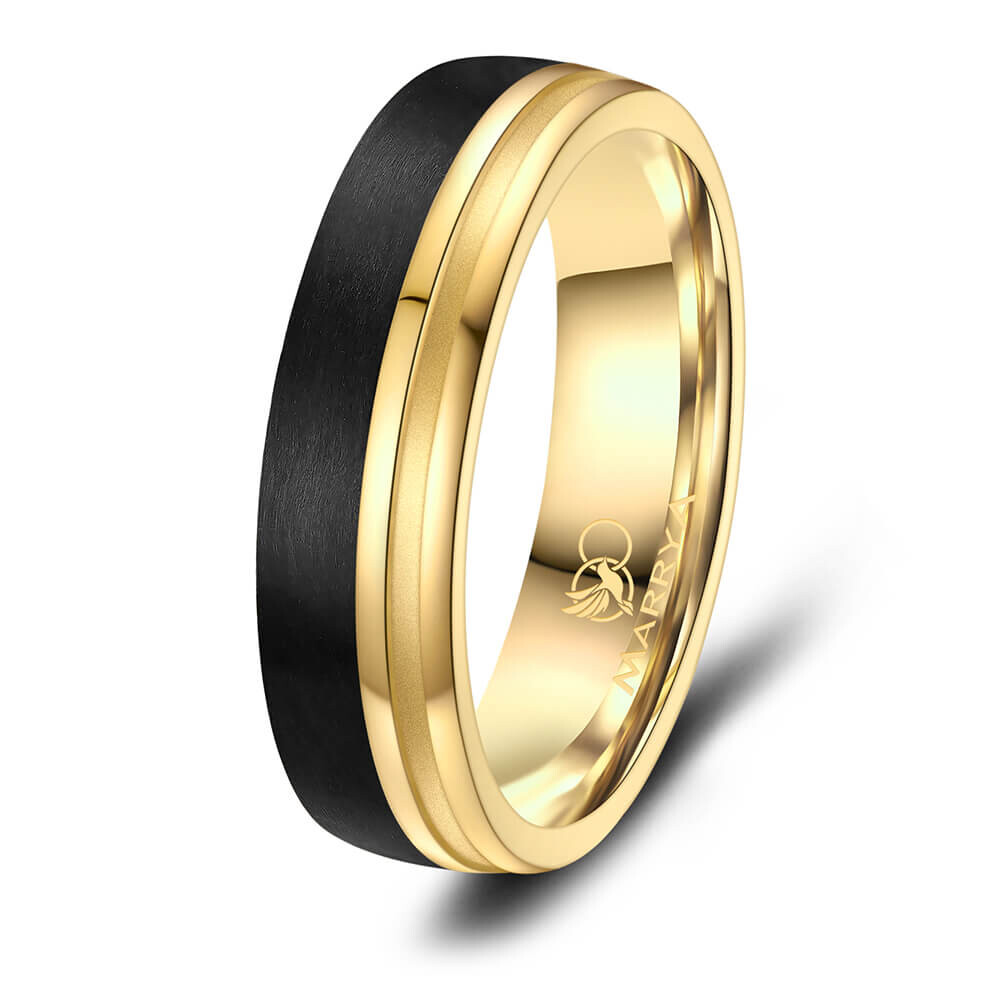 Herrenring Edelstahl Gold Carbon Marrya CA-02