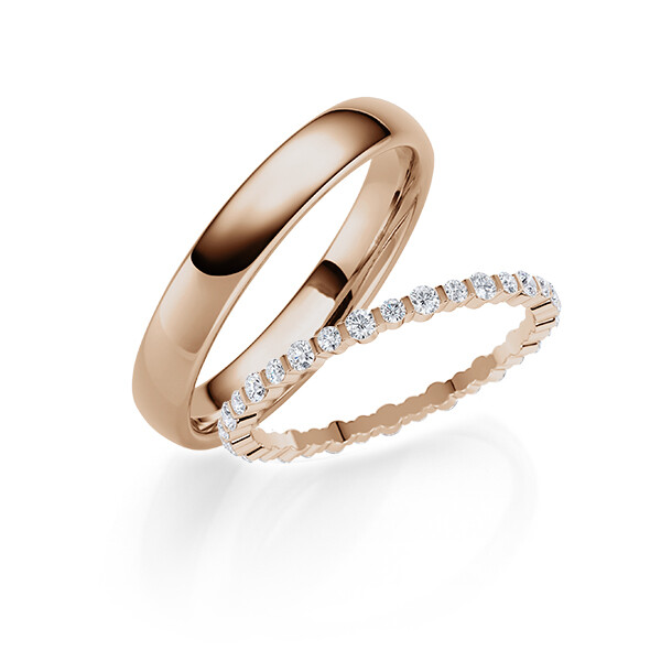 Trauringe Memoire Eheringe Peach-Gold Rubin RU-1825