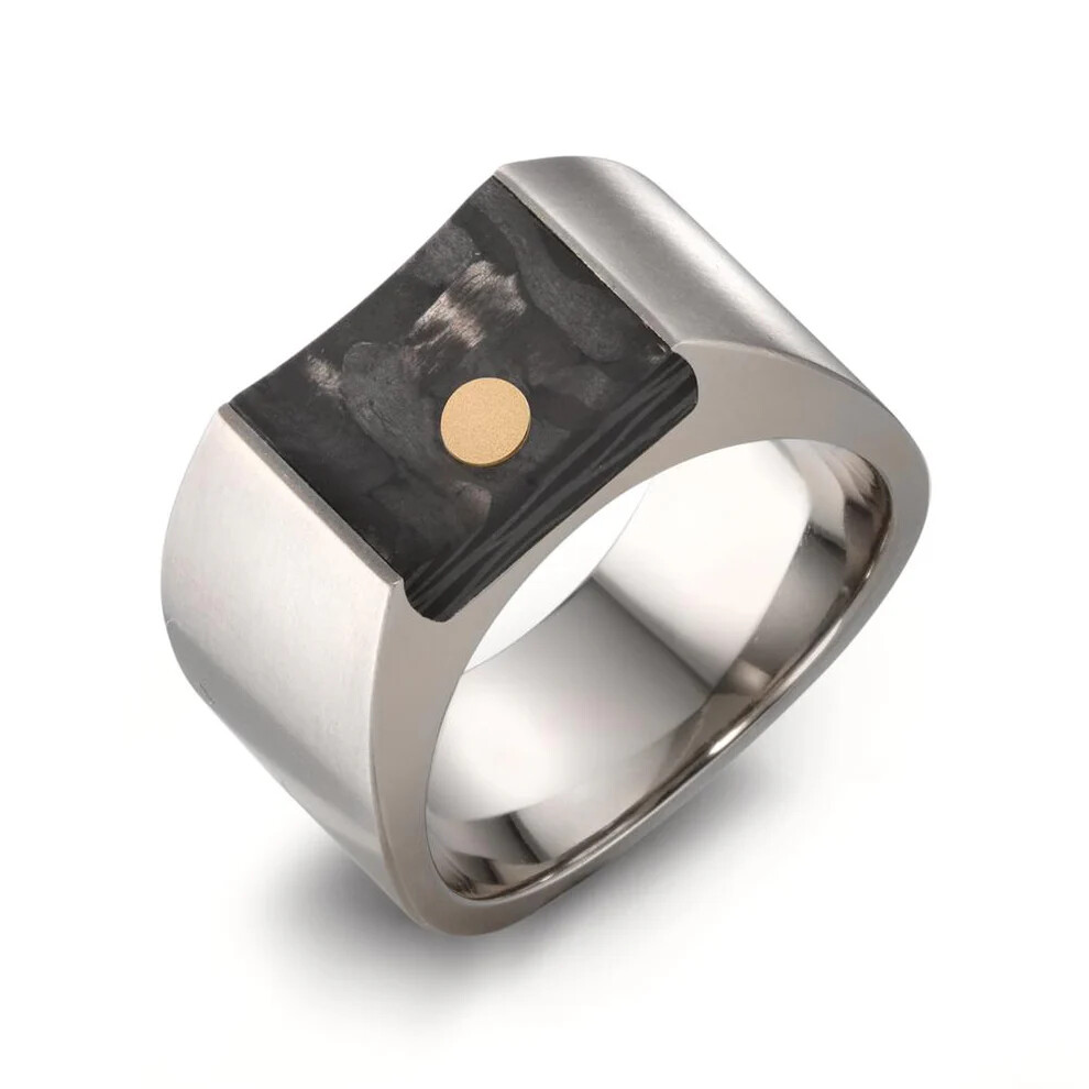 Herrenring Titan Carbon & 18k Gold TeNo 52731