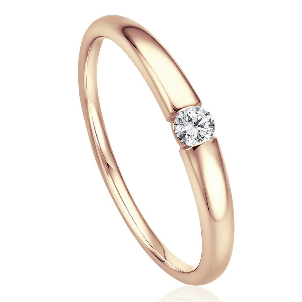 bella luce Solitaire Ring Roségold Brillant 0.090 ct. w/si