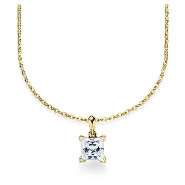 Collier Gelbgold 750 Lab-Grown Prinzess-Diamant zus. 0,500 ct, Rubin RU-1577-21