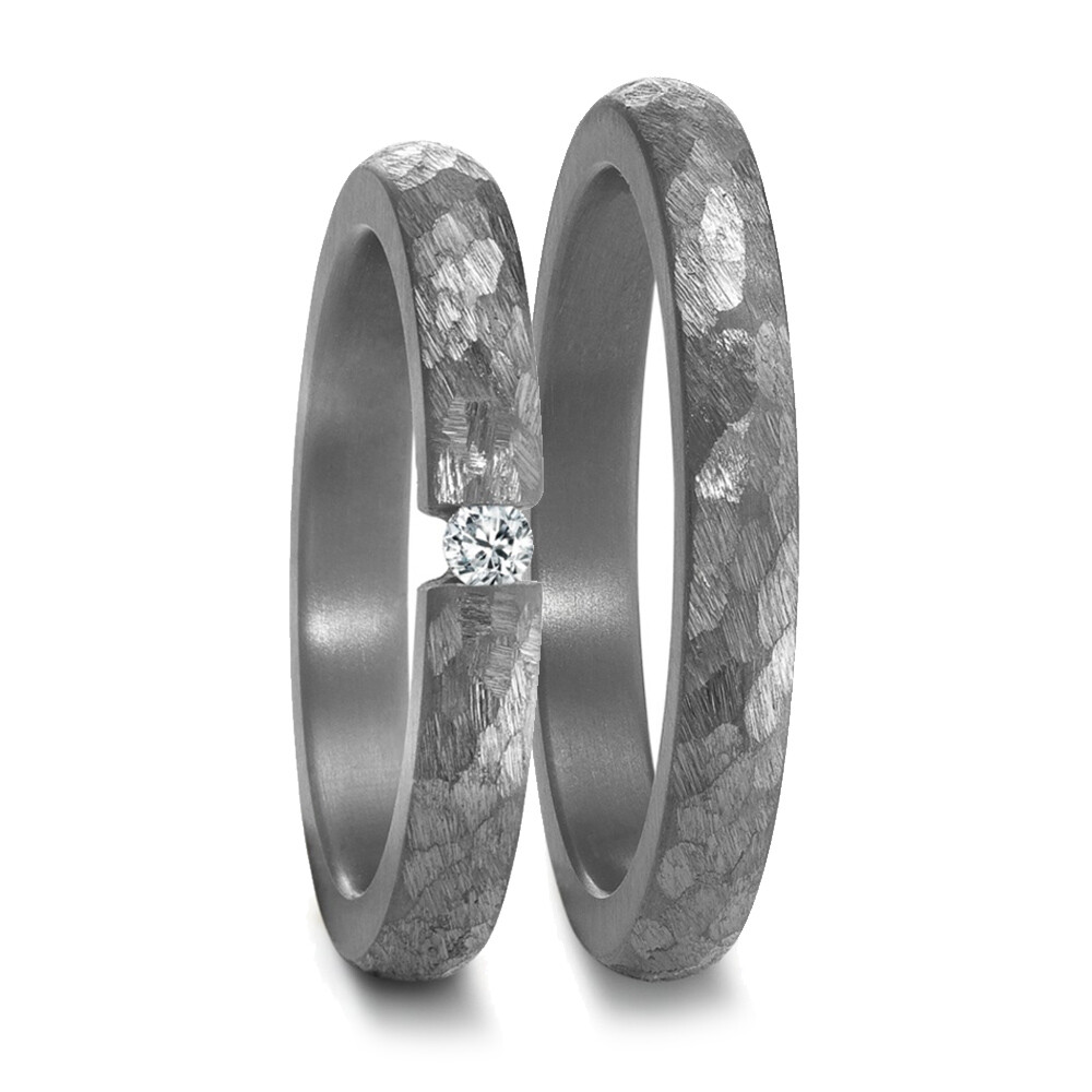 Trauringe aus Tantal mattiert Brillant TeNo 59683