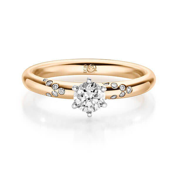 Diamantring Roségold 375 zus. 0,470 ct, tw,si Brillant Rubin RU-1719-4