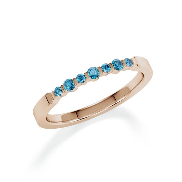 Memoire- Vorsteckring Peach-Gold 585 zus. 0,150ct. Skyblue Rubin 1805