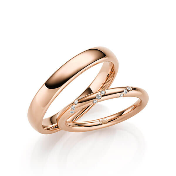 Paar Trauringe / Eheringe Rotgold 333/- zus. 0,060 ct, tw, si - RU-1703-3