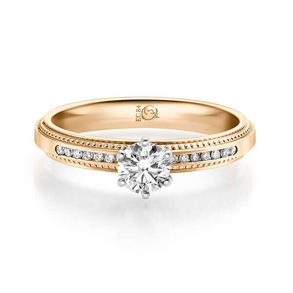 Diamantring Roségold 375 zus. 0,470 ct, tw,si Brillant Rubin RU-1715-4