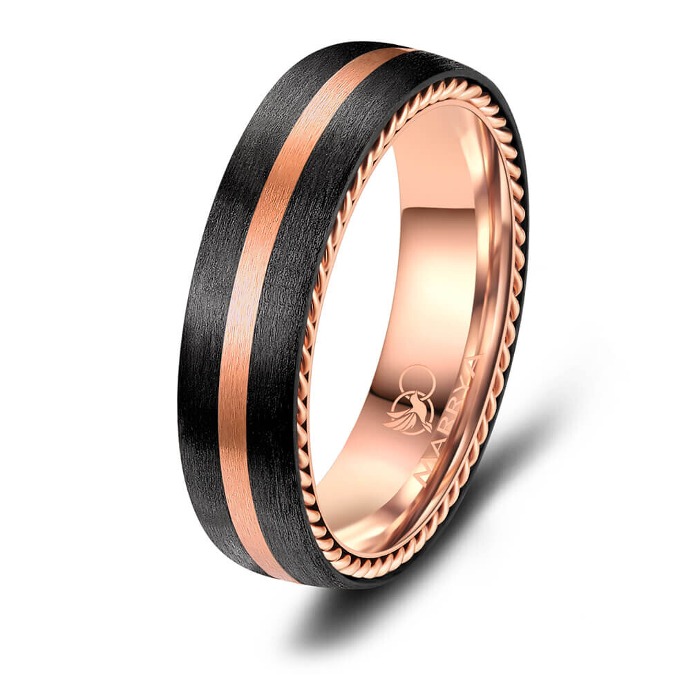 Herrenring Edelstahl rosé Carbon Marrya CA-03