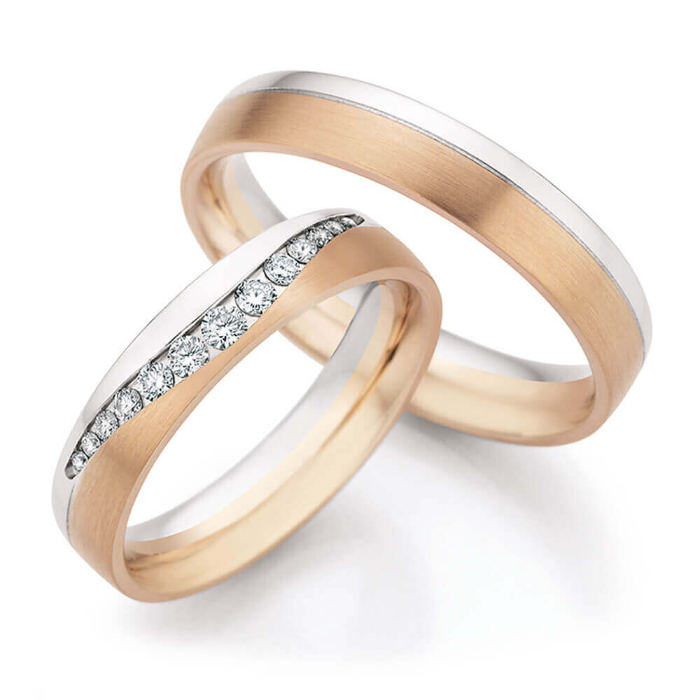 Trauringe Champagne Weißgold Collection Ruesch 66/16030 & 66/16040