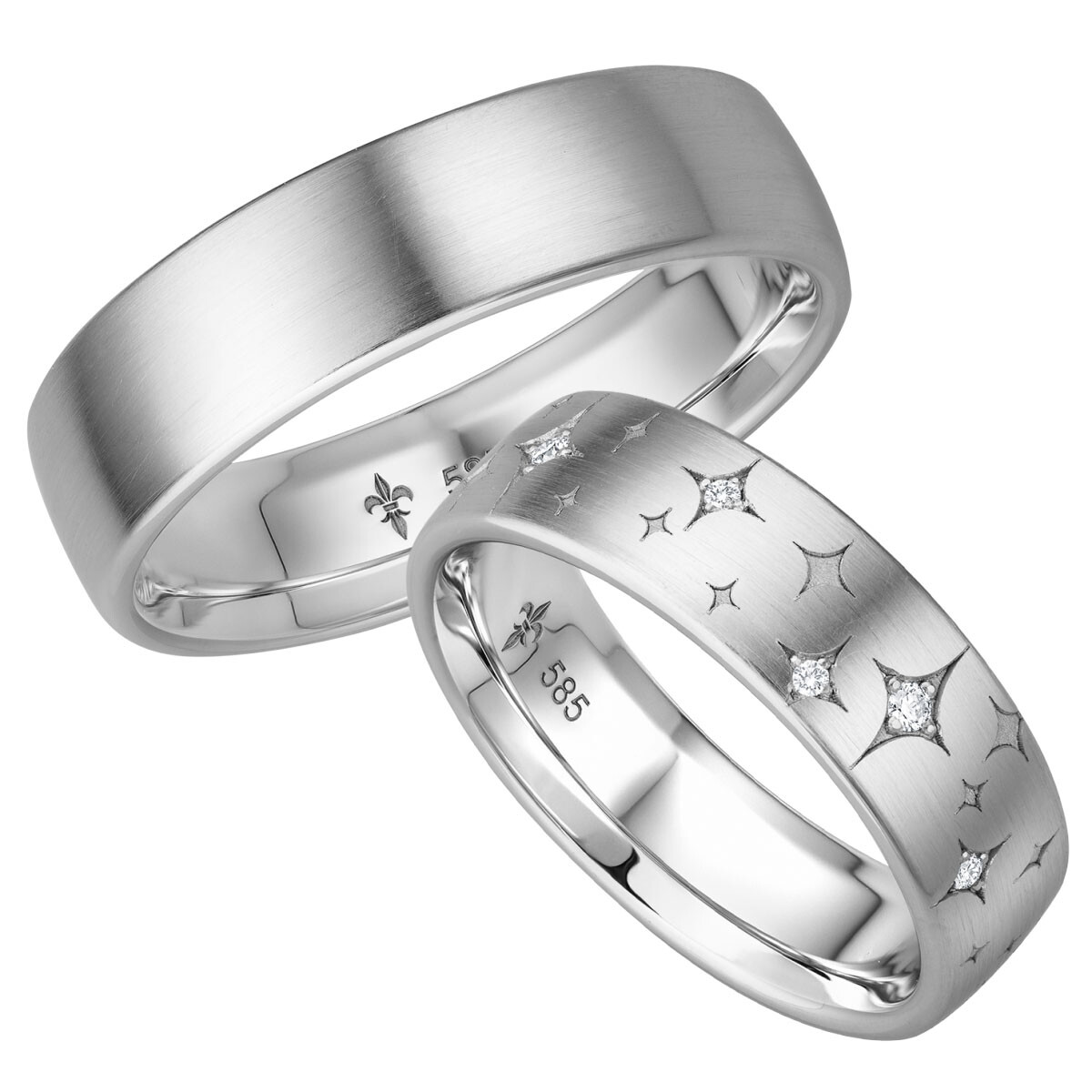 Giloy Trauringe TR-0-00042 & TR-1-00042 Élaine Weißgold