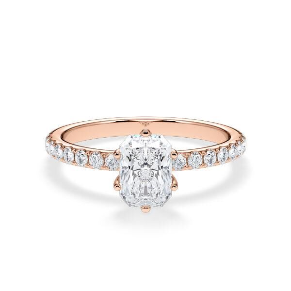 Verlobungsring Hollywood Rotgold 750 Radiant Pavé – Rubin RU-1886